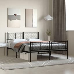 Bedframe met hoofd- en voeteneinde, metaal, zwart, 120 x 190 cm, hotelbedframe, bedframe voor woonkamer, slaapkamer, geschikt voor slaapkamer — thumbnail 1