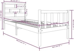 Bedframe familiebed palletbed massief houten bed zwart grenen 75x190 cm 2FT6 Small Single — thumbnail 5