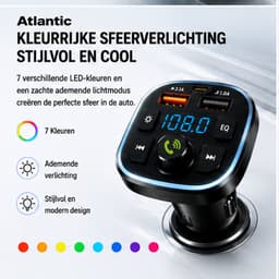 atlantic Bluetooth Transmitter - Fm transmitter - Bluetooth auto - USB-C lader 20W-Carkit - USB-A - SD Kaart - BT3.1 - 2026 model — thumbnail 4
