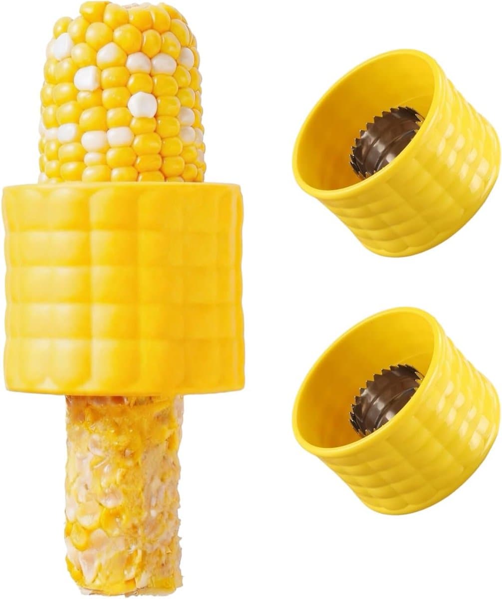2 stuks maïs peeler - versterkt anti-slip handvat - eenhands gebruik soepel - snel spoelen schoon - geel — afbeelding 1