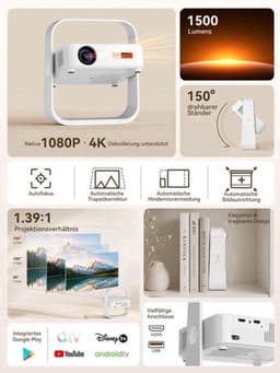 Beamer Draagbare Mini - 1500 Lumen Helderheid - 1080p Resolutie - LCD Scherm - Voor Thuisbioscoop En Presentaties — thumbnail 1