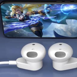 AdroitGoods Oordopjes 3,5 mm Jack met Draad en Microfoon - Stereo Oortjes met Volumeregeling - Bedrade Headset 1,2m voor Muziek & Bellen - Ergonomisch - Wit — thumbnail 2