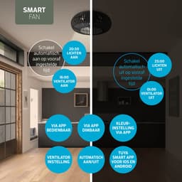 Varin® Smart Ventilator - Bamboe Zwart - Tuya Wifi - Ø 50cm - 18W Plafondventilator met verlichting - Smart lamp slaapkamer - Plafonniere kinderkamer - Plafondlampen industrieel - Plafond lamp - Afstandsbediening - Plafond ventilator — thumbnail 5