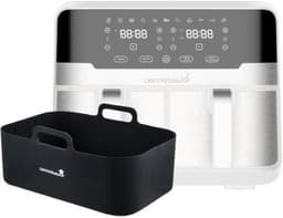 Dubbele heteluchtfriteuse - Duo-airfryer - Gezond koken - Twee lades - 9 Liter - Wit — thumbnail 1