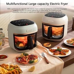 Friteuse met verticale plaatsing - Oven met digitale bediening - Gezonde maaltijden bereiden - Glazen kijkvenster - 4 liter - Groene uitvoering — thumbnail 2