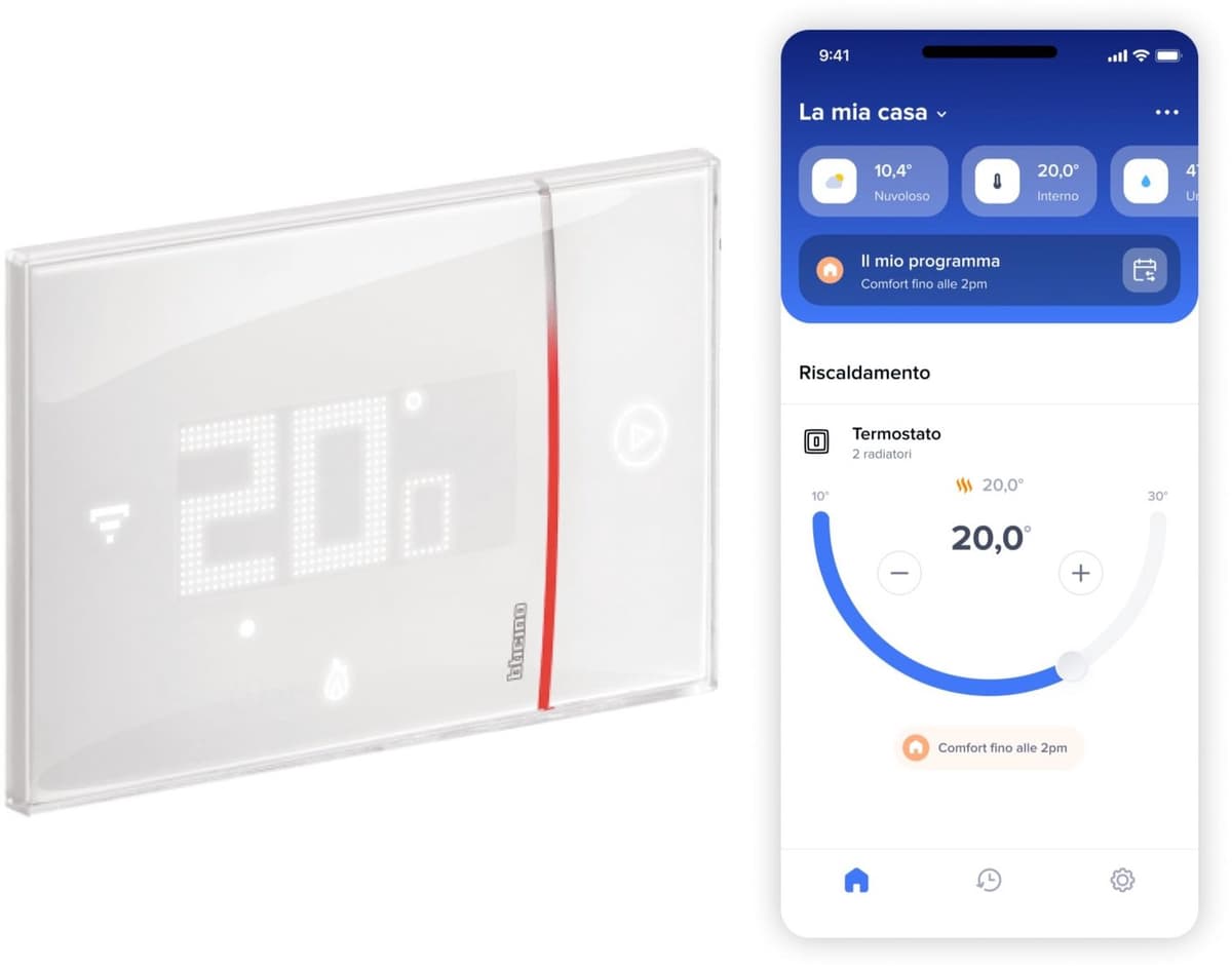 SXW8002 Smarther2 Digitale wifi-thermostaat met, inbouwthermostaat, programmeerbaar, bediening ook via app, en, weergave van de luchtvochtigheid, wit — afbeelding 1