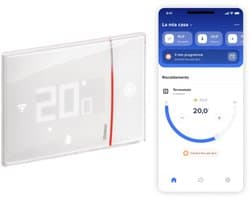SXW8002 Smarther2 Digitale wifi-thermostaat met, inbouwthermostaat, programmeerbaar, bediening ook via app, en, weergave van de luchtvochtigheid, wit