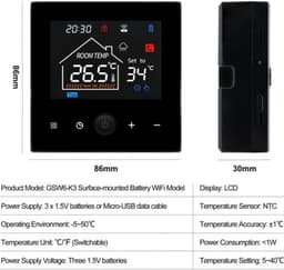 Intelligente wifi-thermostaat voor wandmontage voor ketel/verwarming — thumbnail 1