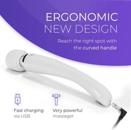 SnelShoppen - Draadloze massagestaaf met sterke therapeutische vibratiekracht, ideaal voor spierpijn en herstel na training, USB-oplader, Curve design — thumbnail 3