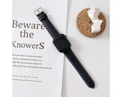 By Qubix - Geschikt voor Apple Watch bandje - Premium leather leer bandje - Donkerblauw - Geschikt voor Apple Watch 44mm / 45mm / 46mm / 49mm (Ultra 1,2 en 3) - Smartwatch bandje - leren smartwatchbandje - Horlogebandje