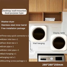 Compacte 2-in-1 Wasmachine en Droger met LCD Bedieningspaneel - Geschikt voor Kleine Ruimtes en Wandmontage — thumbnail 3