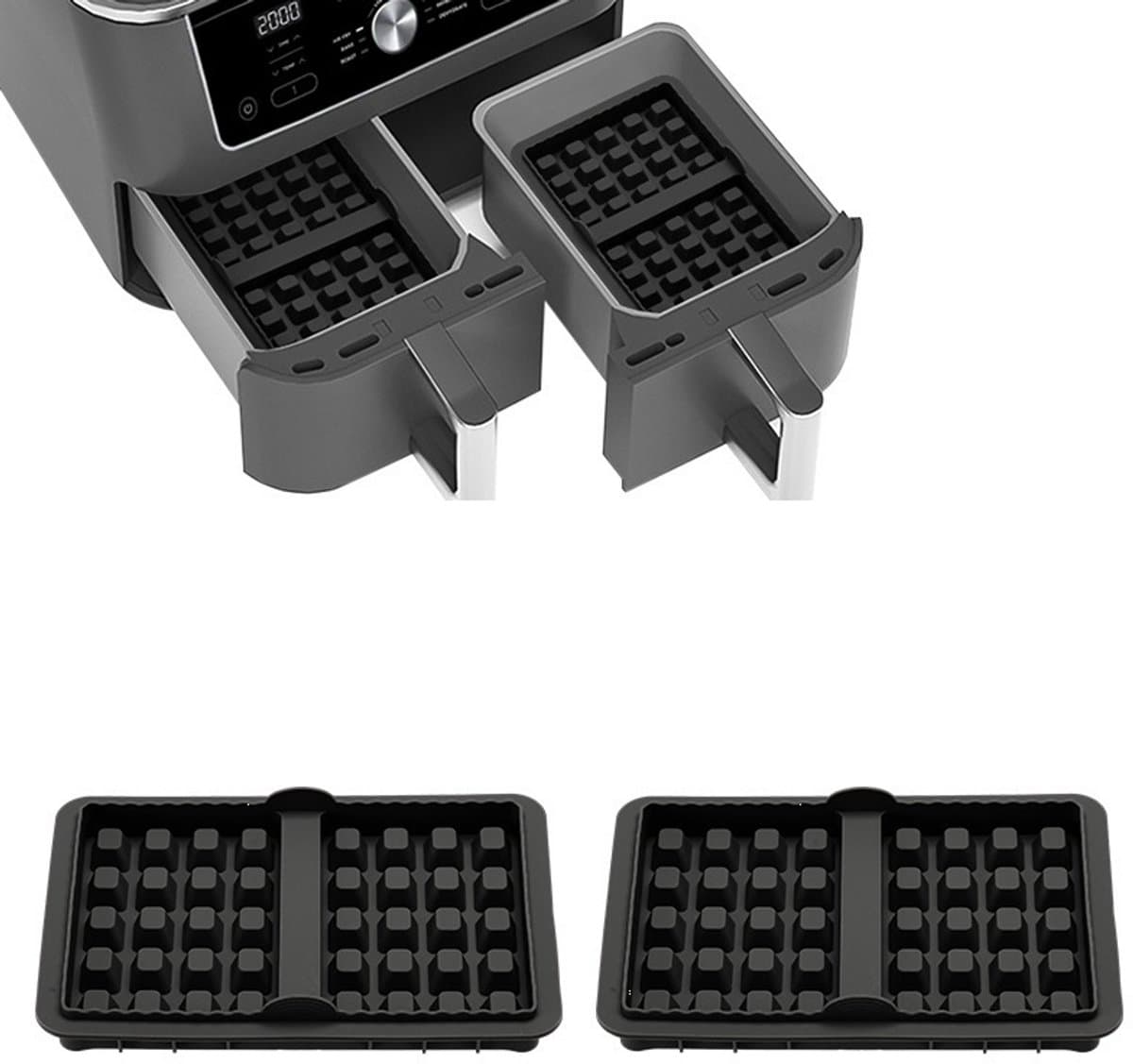2-delige siliconen wafelbakvorm Geschikt voor Ninja AF400 AF451 SL400 AF5 Airfryer - Zwart — afbeelding 1