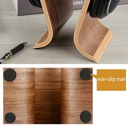 Houten Hoofdtelefoon Stand - Omega Design voor Hoofdtelefoons met Walnoot Afwerking — thumbnail 4