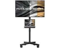 Hoogteverstelbare TV-standaard op wieltjes voor 23-60 inch televisies - Mobiele VESA-compatibele HDTV-standaard, belastbaar tot 40 KG