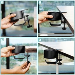 Allecto plus - Multifunctionele Bureau Bekerhouder en Hoofdtelefoon Standaard - 360° Roterende Bracket - Anti-knoei Cup Houder voor Computer of Gaming PC — thumbnail 4