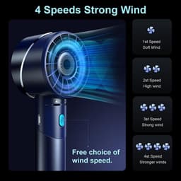 Draagbare USB Ventilator met 2600 mAh Batterij - Oplaadbaar en Stil met 4 Snelheden — thumbnail 4