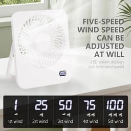 Opvouwbare USB-ventilator voor bureau en camping - 5 snelheden, 180 graden verstelbaar — thumbnail 4