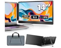 14 inch FHD 1080P IPS Laptop Monitor Extender - Plug and Play for Windows, Mac, Chrome, Android, Xbox, Switch, PS5