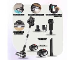 DayPlus 3-in-1 Draadloze Stofzuiger met 30KPa Zuigkracht, 3800W Motor en LED Verlichting