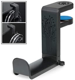 Hoofdtelefoonhouder met 360 graden draaibare arm en kabelopslag - Universele Klem voor Bureau — thumbnail 1