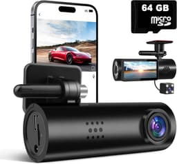 Tech Essentials B100 Dashcam - 720P - Wifi - SD Kaart 64GB - Met Achteruitrijcamera - USB-C - Voor Auto Camera - Voor En Achter - Nachtzicht — thumbnail 1