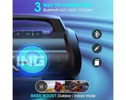 Draagbare Bluetooth Speaker met 70W Stereo Geluid en IPX6 Waterdicht voor Buiten