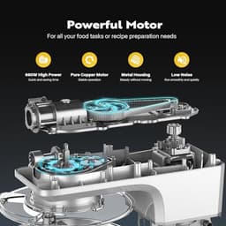 7.5 Liter 660W 6-Snelheden Stand Mixer - Zilver — thumbnail 4