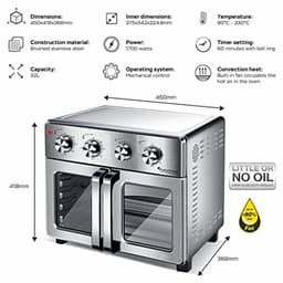 Digitale Heteluchtoven XXL - 32 Liter met Draaispies en Airfryer-functie — thumbnail 3
