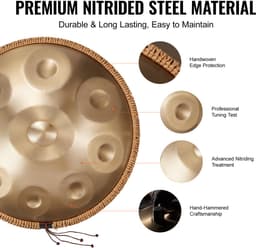 VEVOR Handpan Drum 55cm 9 Noten D Mineur Handtrommelinstrument met Hamer — thumbnail 3