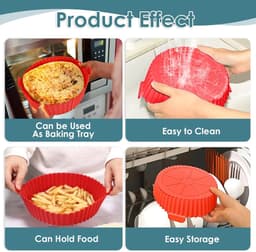 Sander Shop Set van 6 siliconen vormen voor Air Fryer, accessoires voor airfryer met 6 verschillende maten, siliconen bakvorm, opvouwbaar, herbruikbaar, voor gezond koken — thumbnail 5