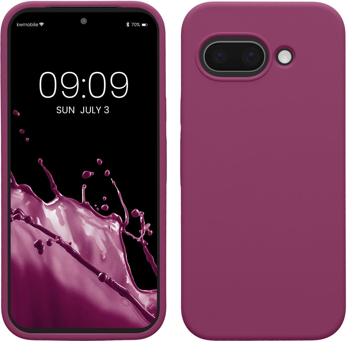 kwmobile telefoonhoesje geschikt voor Google Pixel 9a - Hoesje met siliconen coating - Smartphone case in magenta-lila — afbeelding 1