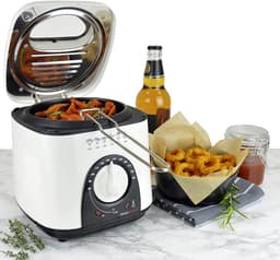 Compacte friteuse met thermostaat en antiaanbaklaag - 1 liter, ivoorwit — thumbnail 6