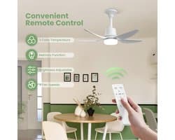 Plafondventilator met verlichting en afstandsbediening - Stille 71 cm ventilator voor kleine ruimtes