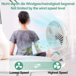 Mini Oscillatie Tafelventilator met Oplaadbare Batterij - Stil en Verstelbaar met LED Licht - Ideaal voor Camping en Binnengebruik — thumbnail 4