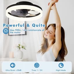 Stille Plafondventilator met Afstandsbediening en Dimbaar Licht – Voorjaar, Zomer, Herfst en Winter, 6 Snelheden, 40 cm — thumbnail 4