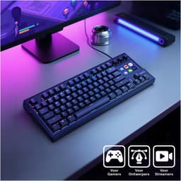 Mechanisch Toetsenbord met Shortcut keyboard van MMOBIEL - QWERTY Hot-Swappable RGB Keyboard met 6 Programmeerbare LCD Macrotoetsen & 3 Draaiknoppen voor Streamen, Videobewerking — thumbnail 2
