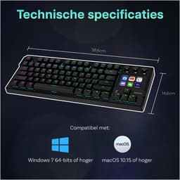 Mechanisch Toetsenbord met Shortcut keyboard van MMOBIEL - QWERTY Hot-Swappable RGB Keyboard met 6 Programmeerbare LCD Macrotoetsen & 3 Draaiknoppen voor Streamen, Videobewerking — thumbnail 5