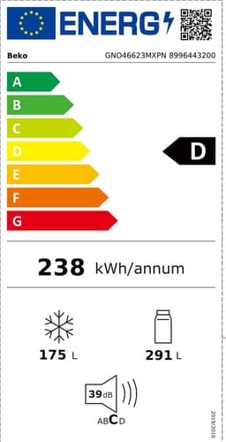 Beko GNO46623MXPN Amerikaanse Koel-vriescombinatie | No Frost | Vrijstaand | 180 x 79 cm | RVS Inox | 466 Liter | Label D — thumbnail 3