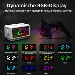 Gloovon® - Wekker Radio - Digitale Wekker - Klok - Twee alarmen - Dimbaar LED display - Dual USB - Kinderwekker - Digitale klok slaapkamer - Wit — thumbnail 3