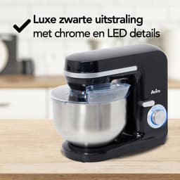 Keukenmachine - Keukenmixer - 5L RVS Mengkom - Keukenrobot - Foodprocessor - Incl. Accessoires - 1000W - Zwart - Aviro — thumbnail 3