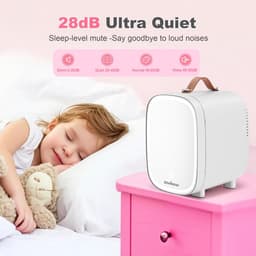 Mini Koelkast 4L met Spiegel – Stille Kleine Koelkast voor Slaapkamer, Kantoor & Auto – Ideaal voor Make-up, Huidverzorging, Drankjes & Snacks – Wit — thumbnail 4