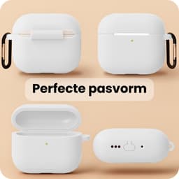 Hoes - Geschikt voor Apple Airpods Pro 3 - Siliconen Hoesje met Clip - Silicone Case Cover - Wit — thumbnail 3