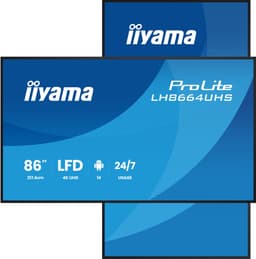 iiyama LH8664UHS-B3AG beeldkrant Digitale signage flatscreen 2,17 m (85.6") Wifi 500 cd/m² 4K Ultra HD Zwart Type processor Android 24/7 — thumbnail 1