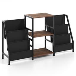 Platenspeler Meubel - LP-kast - Platenspelerkast - Draaitafelstandaard - Platenspelerstandaard - Vintage Displayplank - Rustiek bruin — thumbnail 3