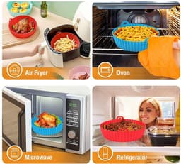 7.5inch Airfryer siliconen bakplaat - Ronde Airfryer siliconen binnenkant - Herbruikbaar - Keuken- en kookaccessoire - Siliconen bak- en kookplaat - Antiaanbak bakvorm - Hittebestendig - Met handvat - Geschikt voor Airfryers - Roze — thumbnail 6