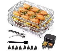 Air Fryer Racks - 3 Stuks Roestvrij Staal Stapelbare Mand Tray voor Oven en Magnetron