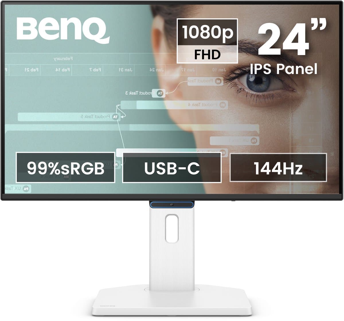 BenQ Full HD 24 inch EyeCare Monitor GW2490TC - Beeldscherm 144Hz - IPS - Full HD - 99% sRGB - 1 x USB-C - 1 X HDMI - 1 x Display Port - Ergo Design- In hoogte verstelbaar - Ingebouwde speakers - Native Contrast 1500:1 — afbeelding 1