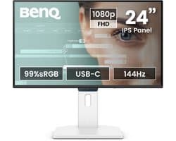 BenQ Full HD 24 inch EyeCare Monitor GW2490TC - Beeldscherm 144Hz - IPS - Full HD - 99% sRGB - 1 x USB-C - 1 X HDMI - 1 x Display Port - Ergo Design- In hoogte verstelbaar - Ingebouwde speakers - Native Contrast 1500:1