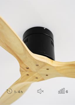 CREATE - Plafondventilator 40W silent 100% hout (Ø132cm) (ruimtes 10m²-25m²) - Zwart / Licht hout - Geen licht - Afstandsbediening - WIND CALM NATURAL WOOD — thumbnail 3
