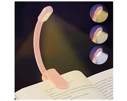 LED-leeslamp, boeklamp, klemleeslamp, USB-oplaadbaar, 360° tabletleeslamp, roze